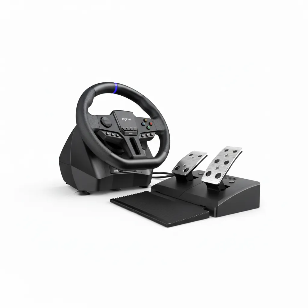 PXN V900 Gen2 Racing Steering Wheel with 2 Pedals and Vibration Feedback