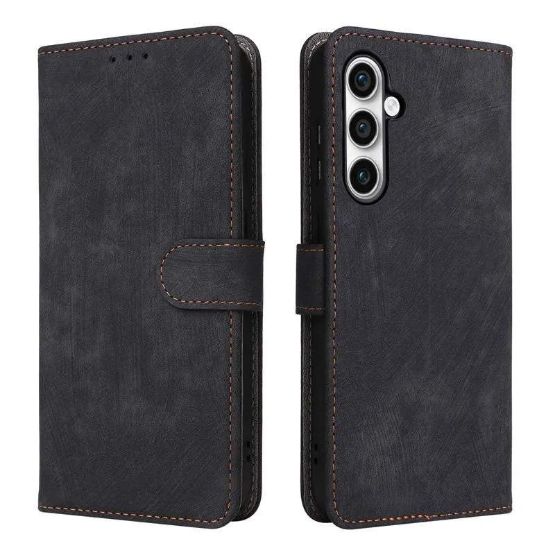 Flip Cases Compatible With Samsung S25 FE Shockproof Leather Cover - Black