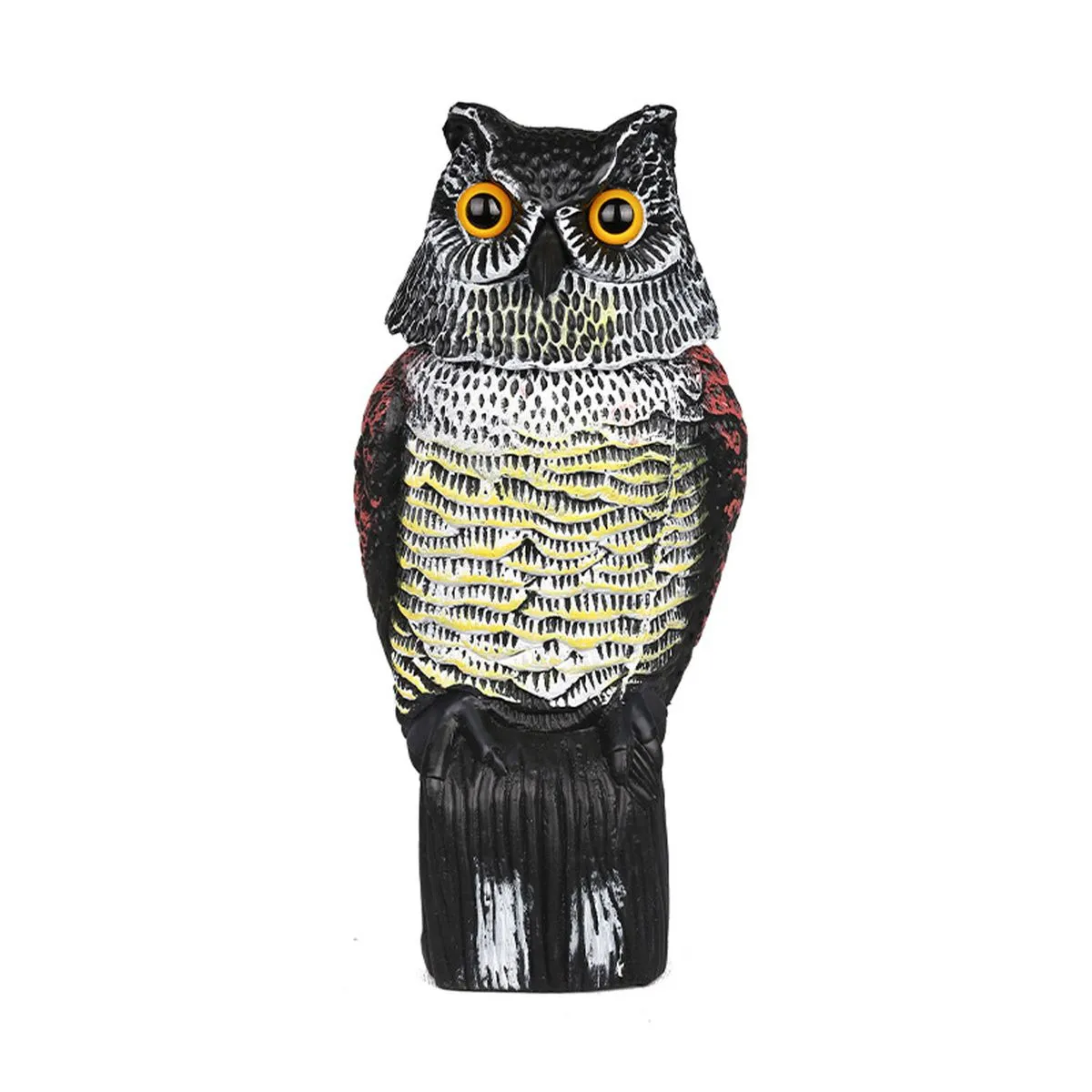 Moving Head Fake Owl Decoy Sculpture Garden Bird for Yard Pest Control