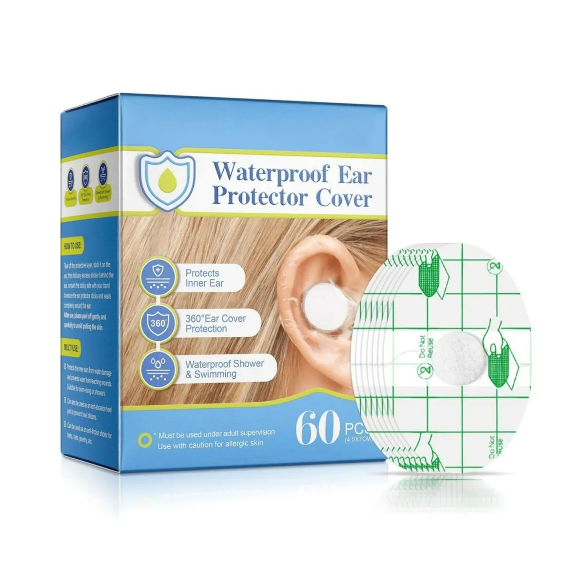 Baby & Adult Waterproof Swimming and Bathing Ear Cover Protection Stickers