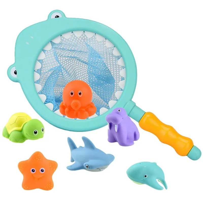 Bath Toy, Water Spraying Discoloration Floating Animals, Fishing Play Set