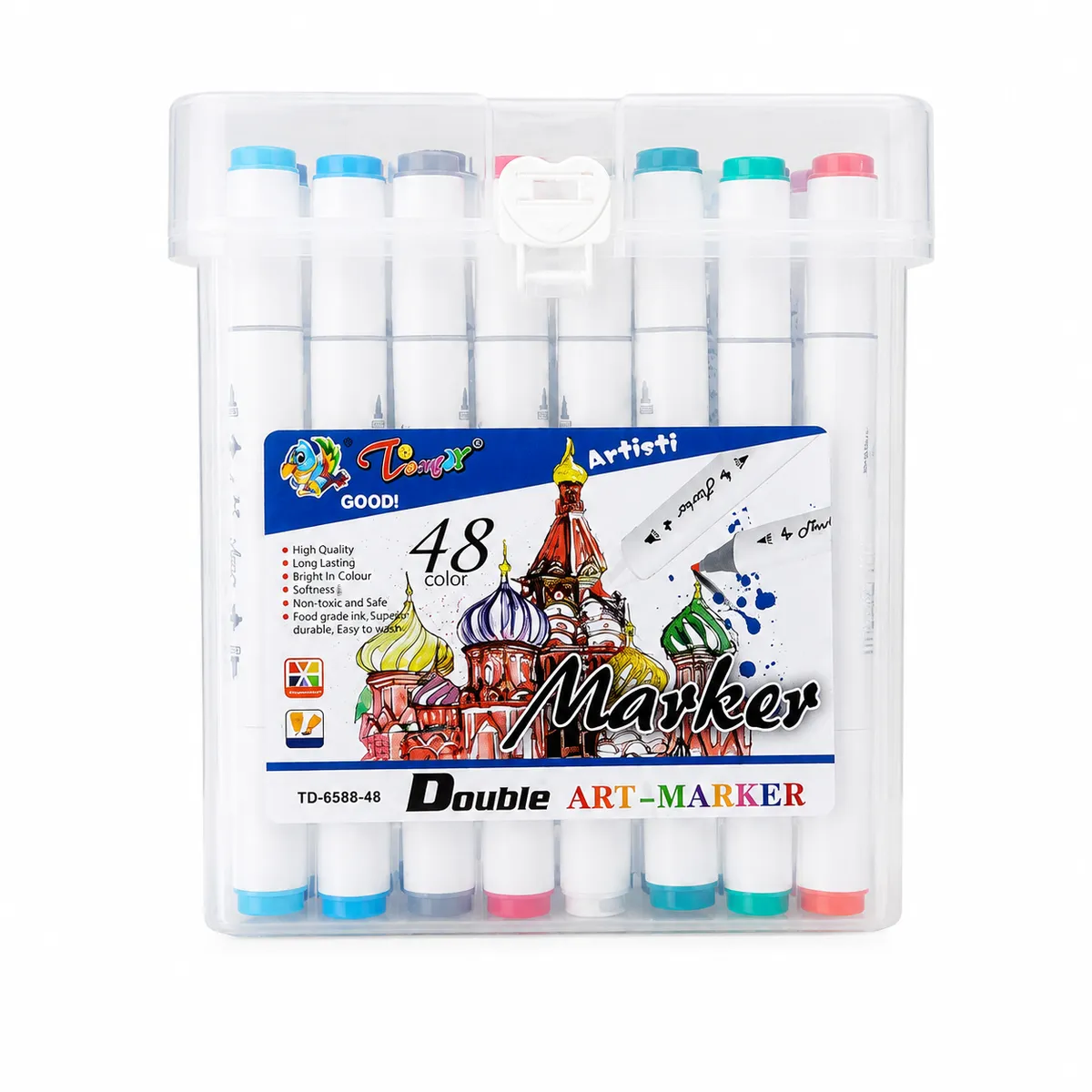 48 Colour Dual Tip Art Markers Set 140×160mm for Drawing & Design