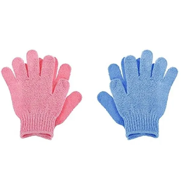 Shower & Bath Gloves - Blue/Pink - 2 Pairs