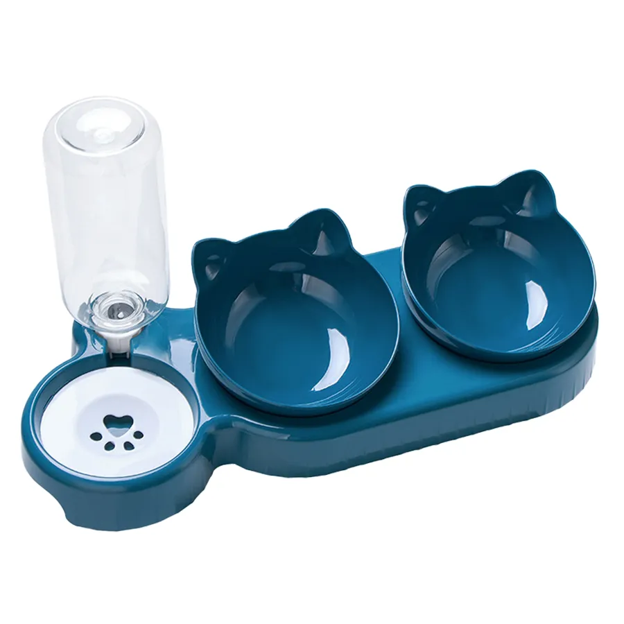 3 In 1 Pet Food Bowls With Water Feeder - Gravity Water Dispenser