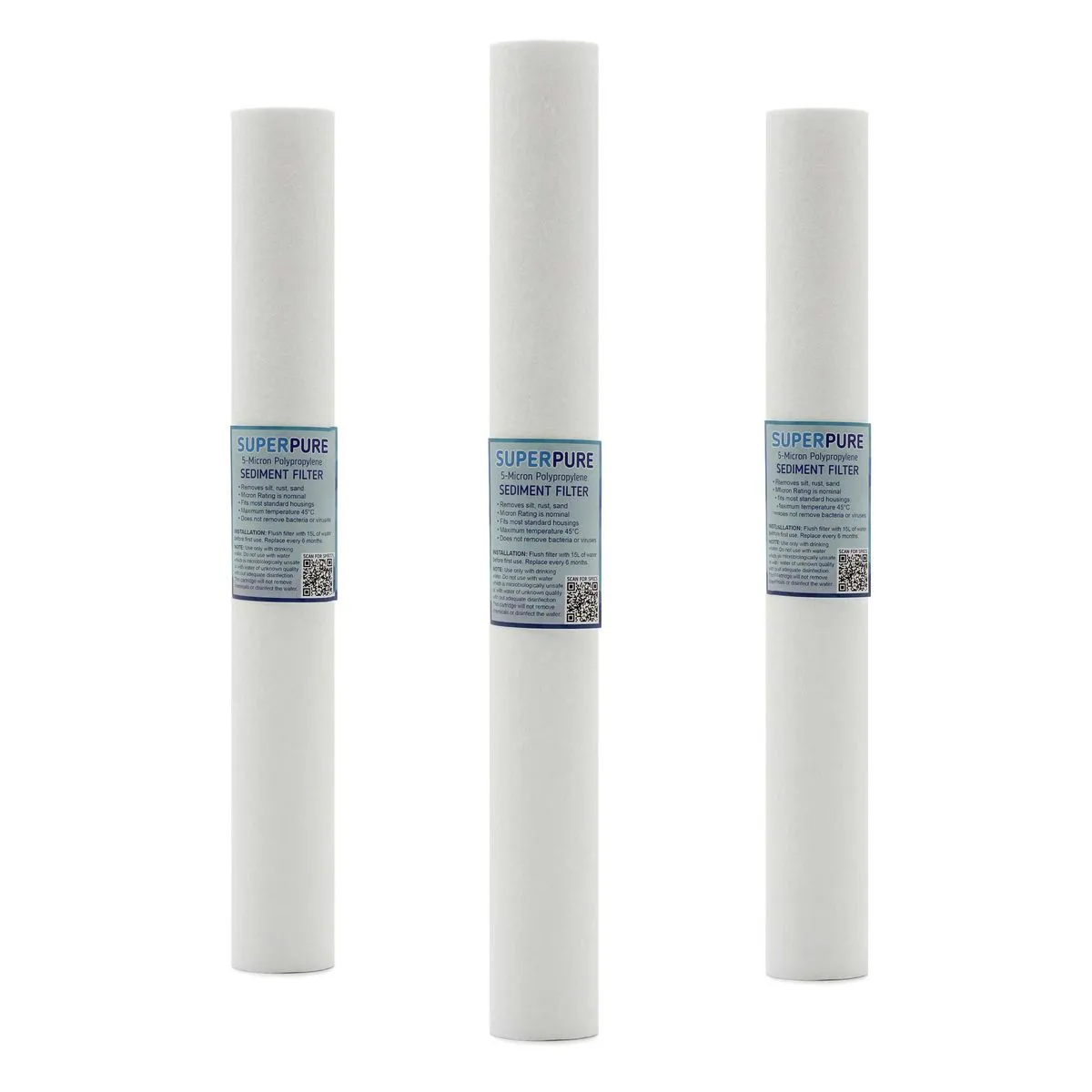 SUPERPURE 20-inch Slimline Melt Blown Sediment Filter Cartridges (3-Pack)