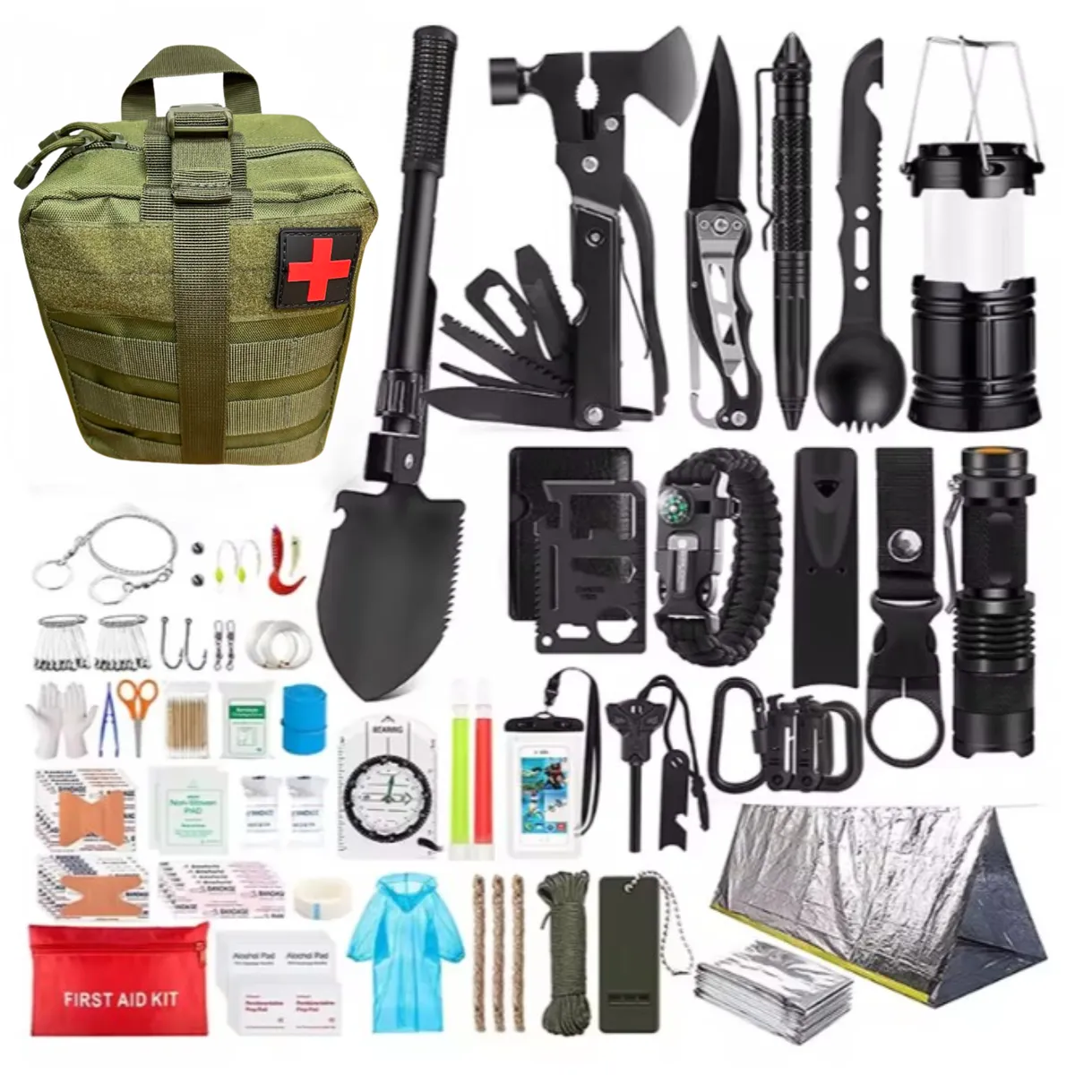 250 in 1 Survival Kit Outdoor Emergency Tactical Equipment & First Aid Kit