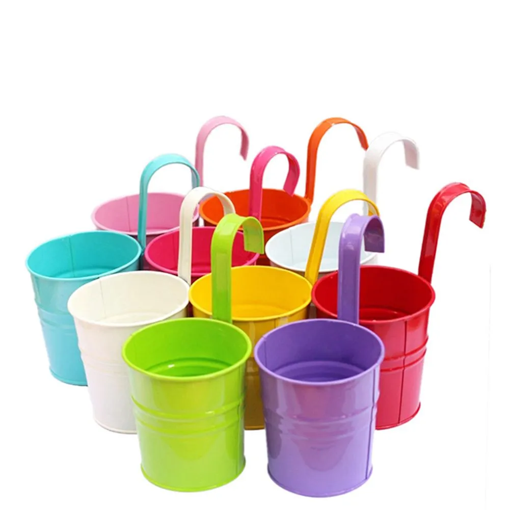 10 Pieces Iron Hanging Flower Pots Wall Vertical Planters