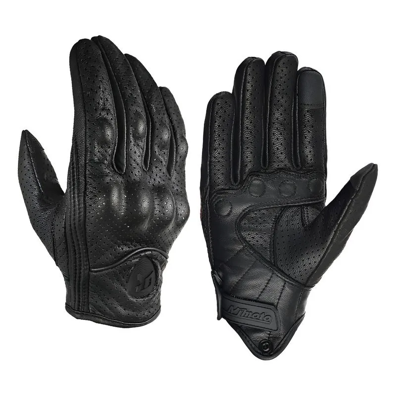 Men Genuine Leather Motorcycle Gloves Women for Touchscreen Anti Slip