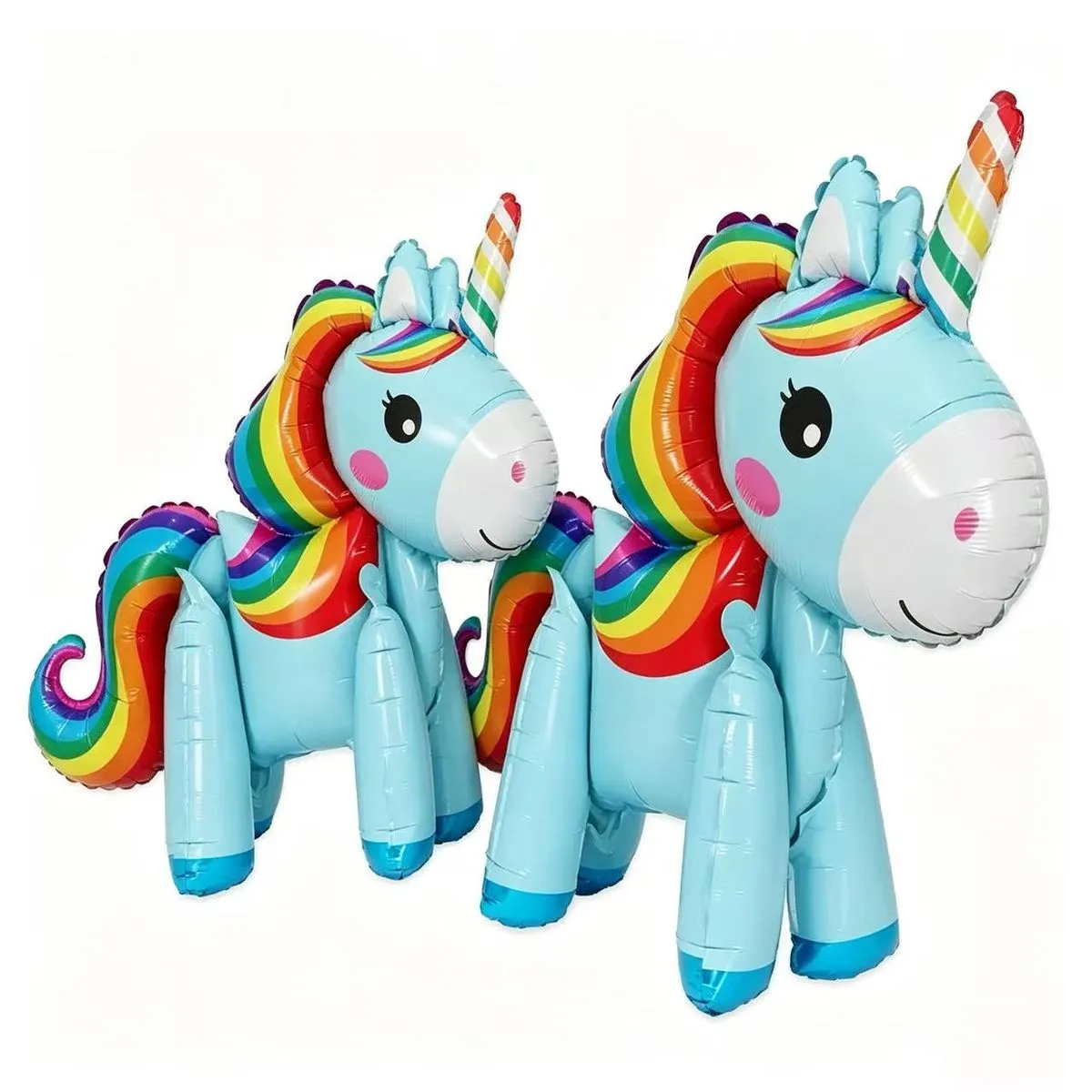 Two 3D unicorn balloons create a fairytale-style party scene. - Blue