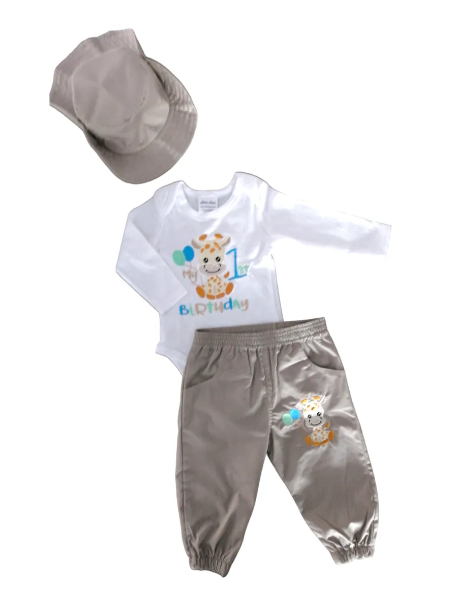 Little Leila - 1st Birthday Giraffe Set - Long Sleeve