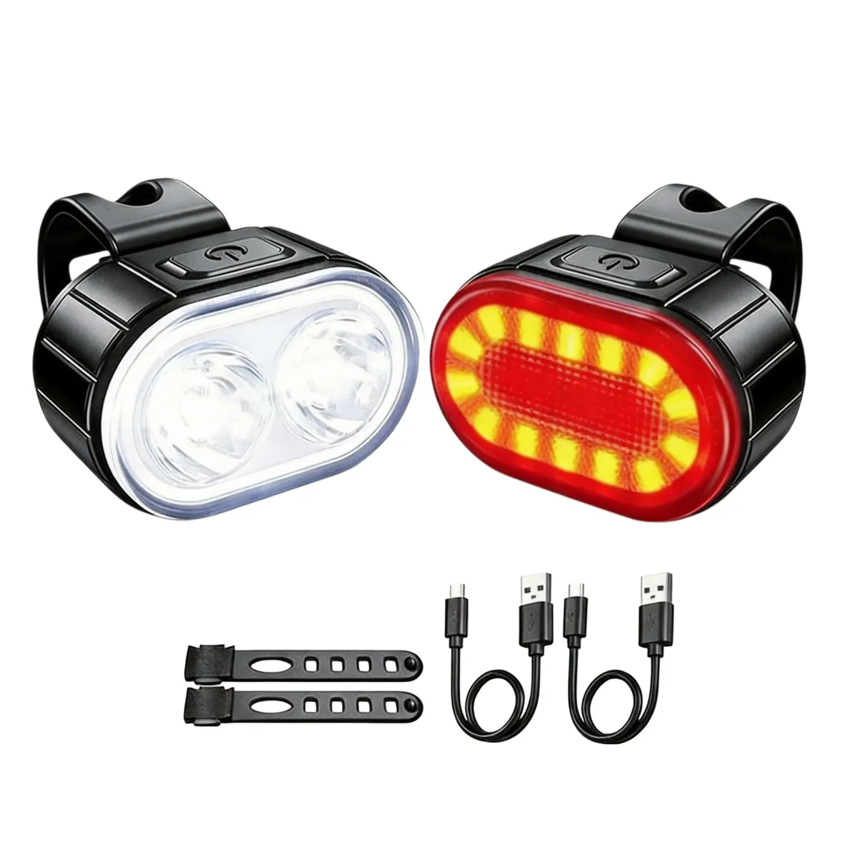 Rechargeable Waterproof Bike Lights, Long-Lasting Front & Rear Lights