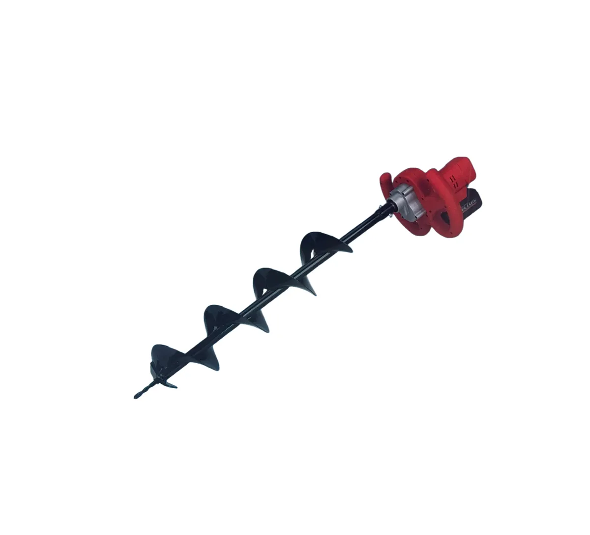 Lithium-ion cordless electric auger with two 68V batteries.