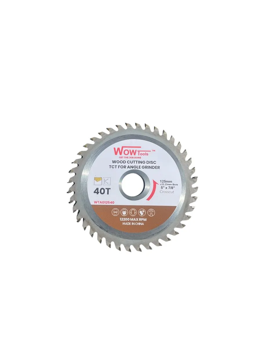 Wow Tools Wood Cutting Disc for Angle Grinders 125mm TCT - 40T