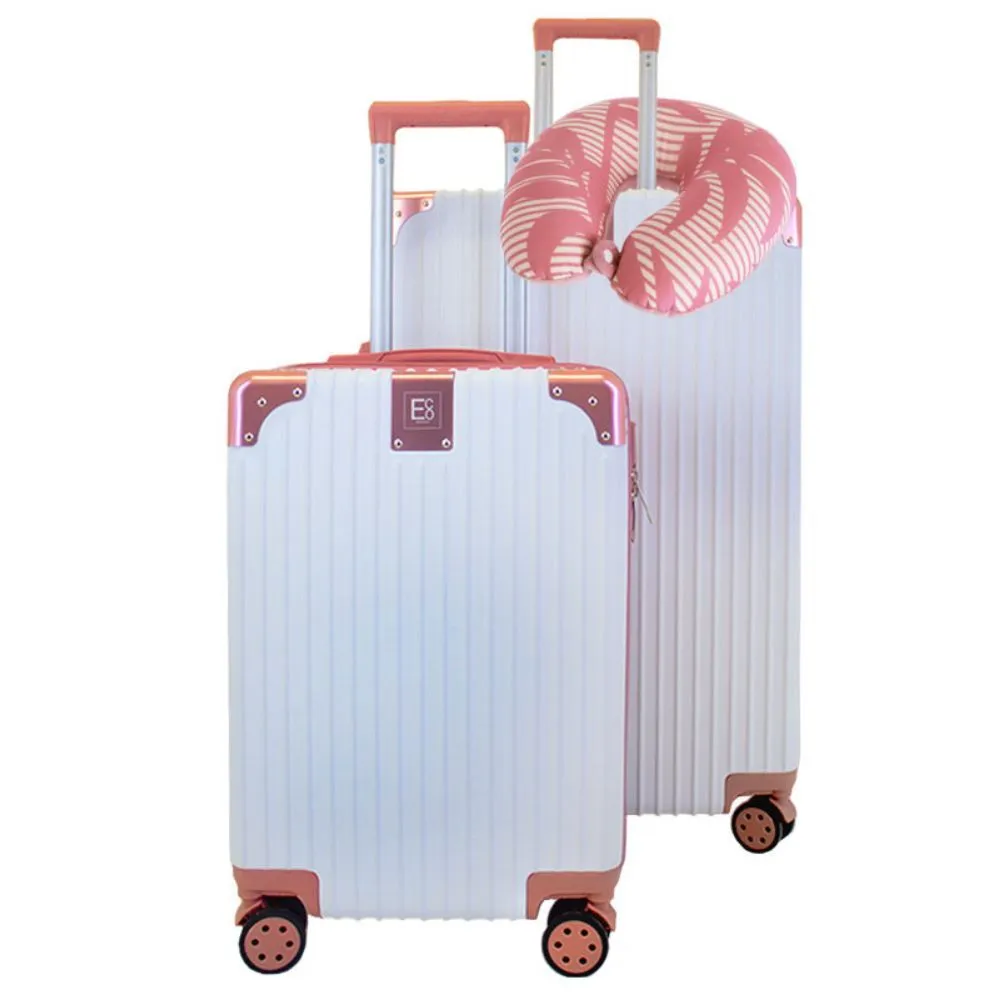 Berlin Spinner Suitcase Hardshell Set - with Neck Pillow 55cm & 75cm - Pink