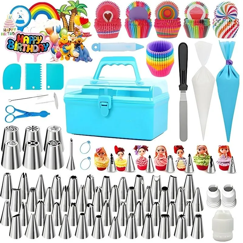 Cake Decorating Kit 284 Piece Cake Decorating Supplies Kit Piping Bags Tips - Blue