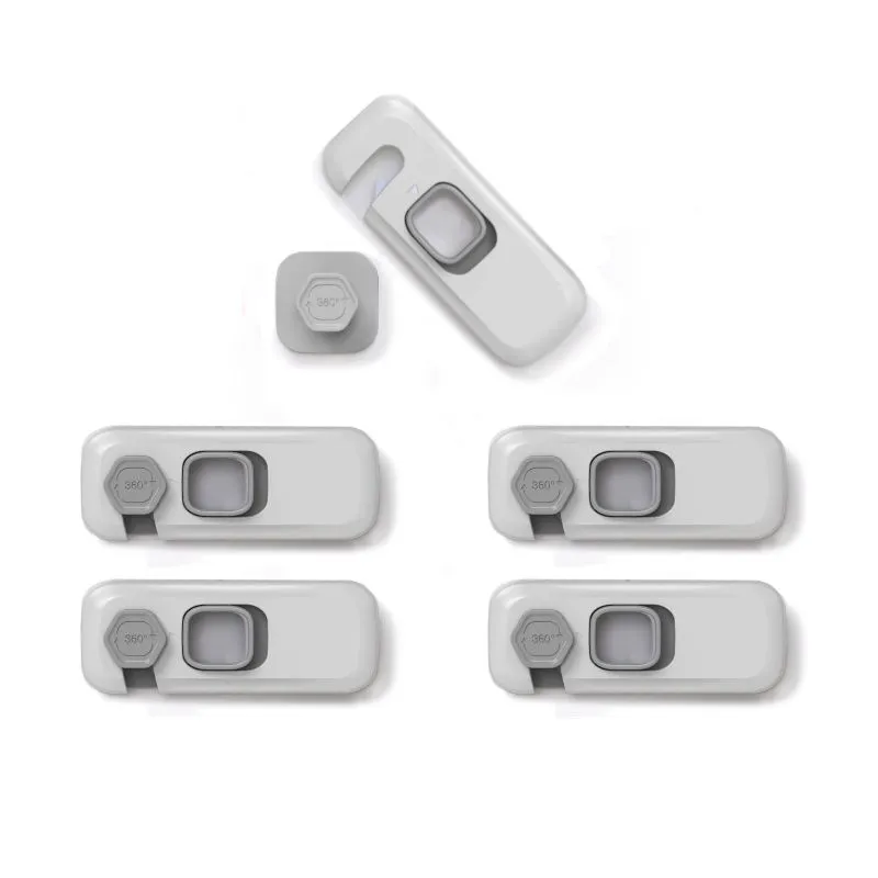 Baby Safety Cabinet Locks, Child Fridge Drawer Latches Set of 5 - Grey