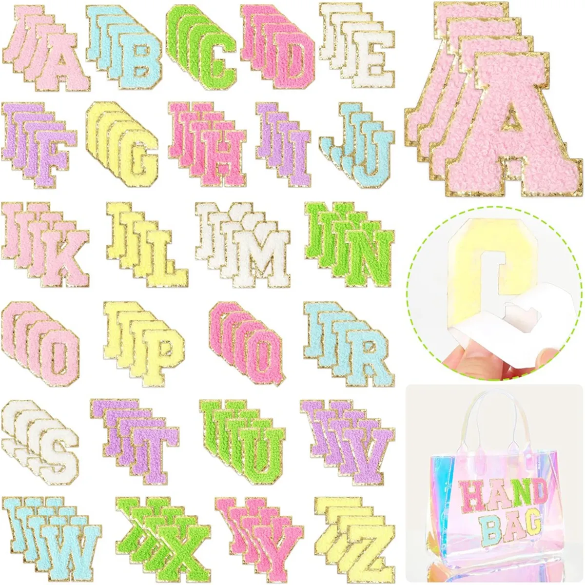 Self-Adhesive Letter Patch Iron-On College Letter Patch Sticker C