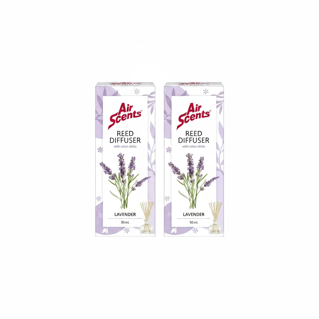 Air Scents Lavender Reed Diffuser 50ml - Soothing Home Fragrance - 2 Pack