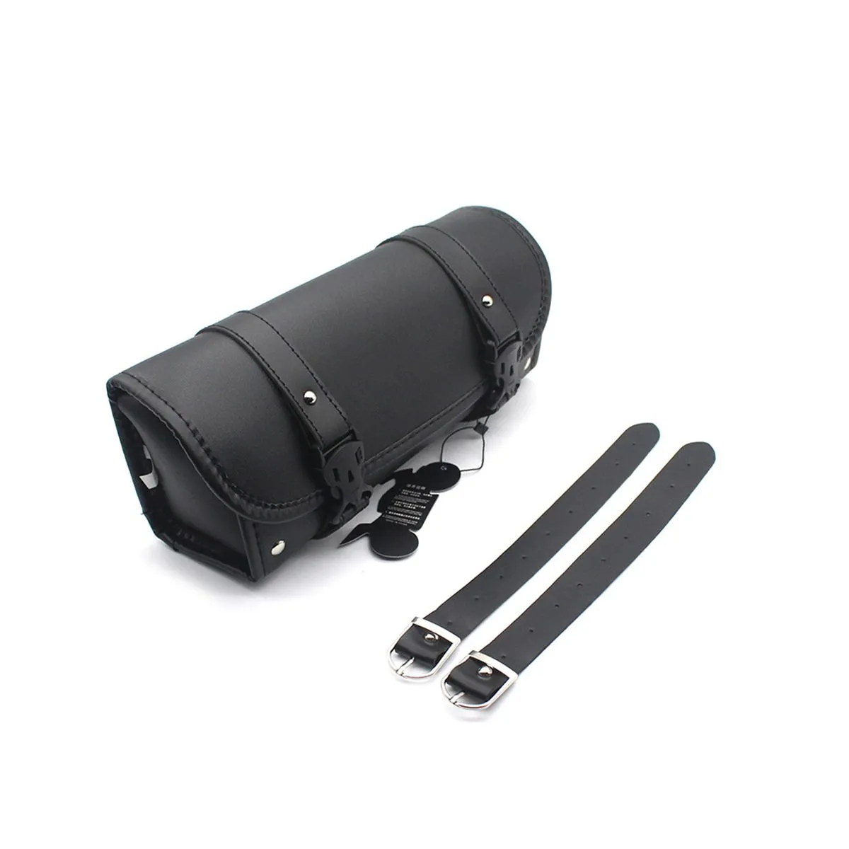Universal PU Leather Motorcycle Handlebar Tool Bag Motorcycle Fork Bag - Black