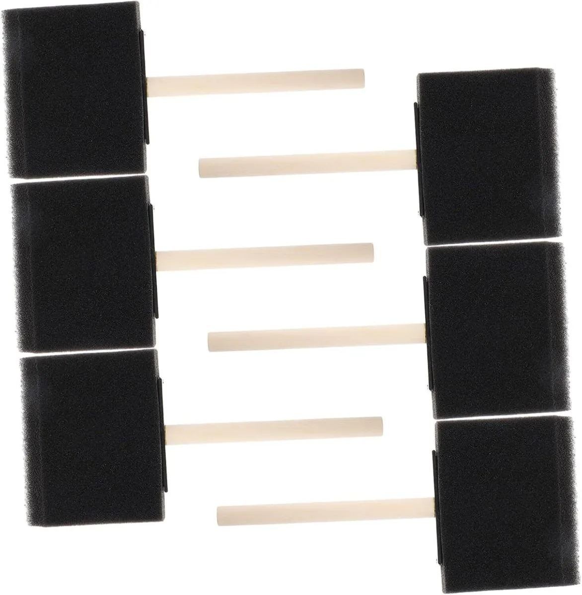 6pcs Wooden Handle Sponge Paint Brushes for Boys and Girls Soft Black