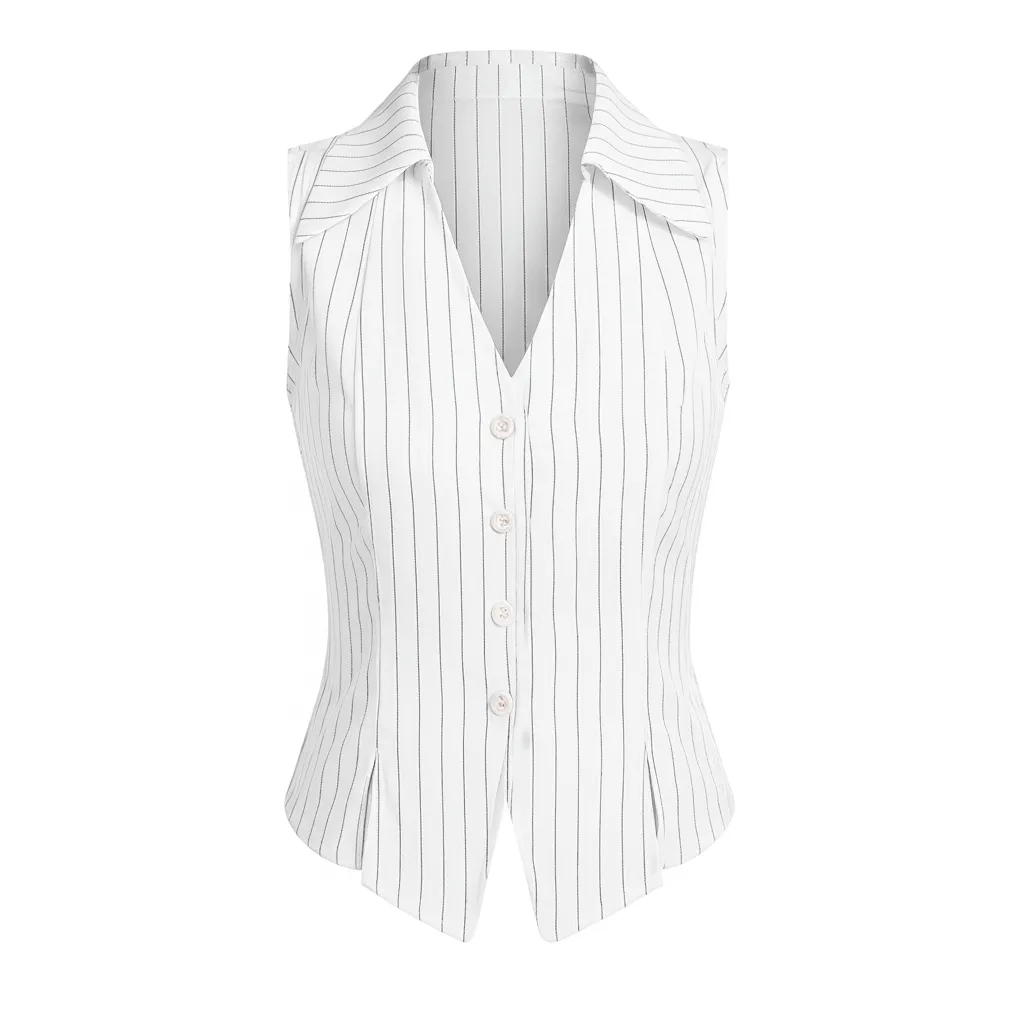 Sleeveless Slim Shirt - White/Black