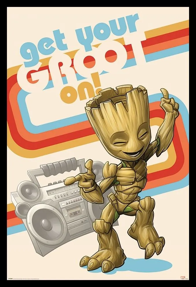 Guardians Of The Galaxy - Groot On Poster with Black Frame