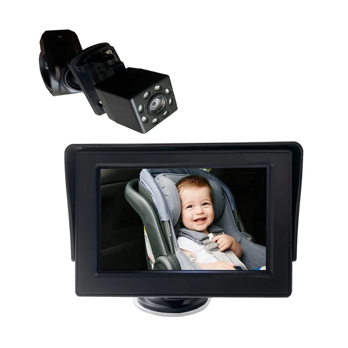 Baby Car Camera Baby Car Rearview Mirror 4.3 Inch Compatible with Universal