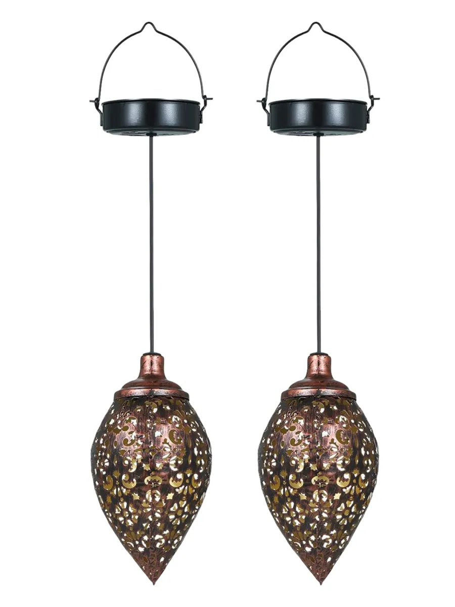 2PCS Hanging Solar Lantern Lights,Waterproof Garden Light for Outdoor Decor