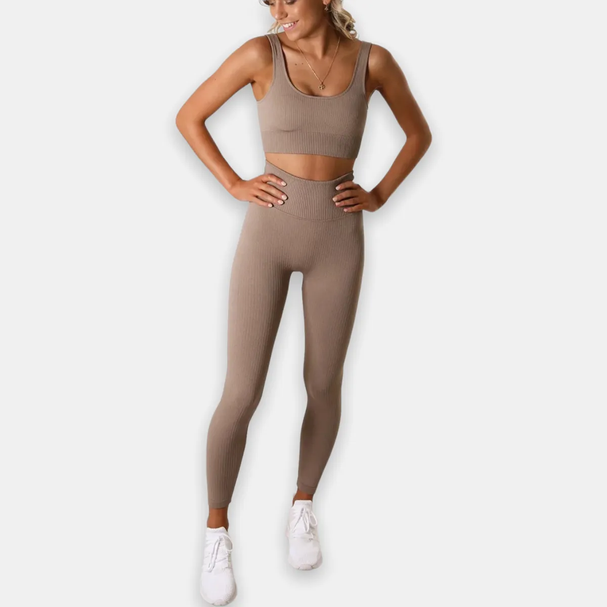 2 Piece Set Ribbed Legging + Padded Bra
