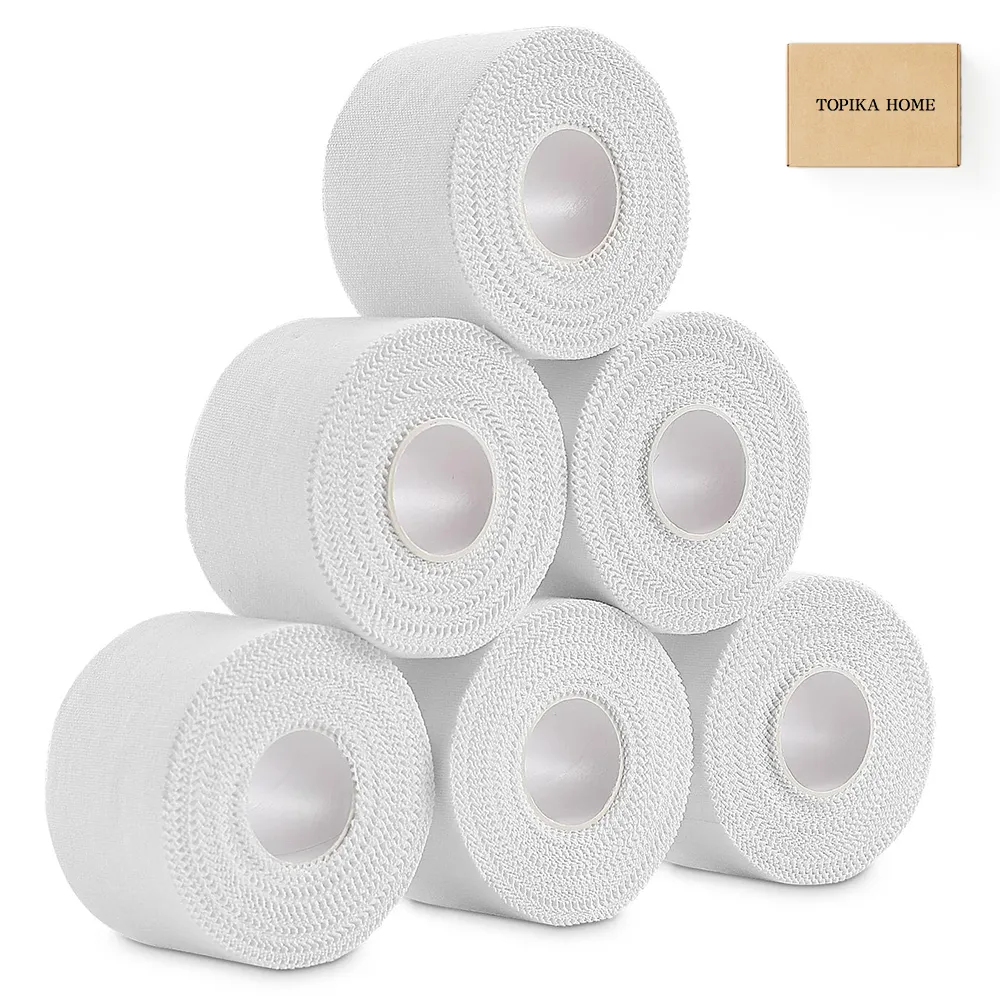 Topika 6-Pack 6m Athletic Sports Tape, Strong Hold, No Residue, Latex-Free
