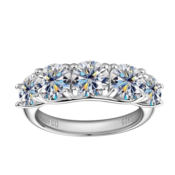 Moissanite Diamond 18K White Gold Plated 925 Sterling Silver Wedding Ring