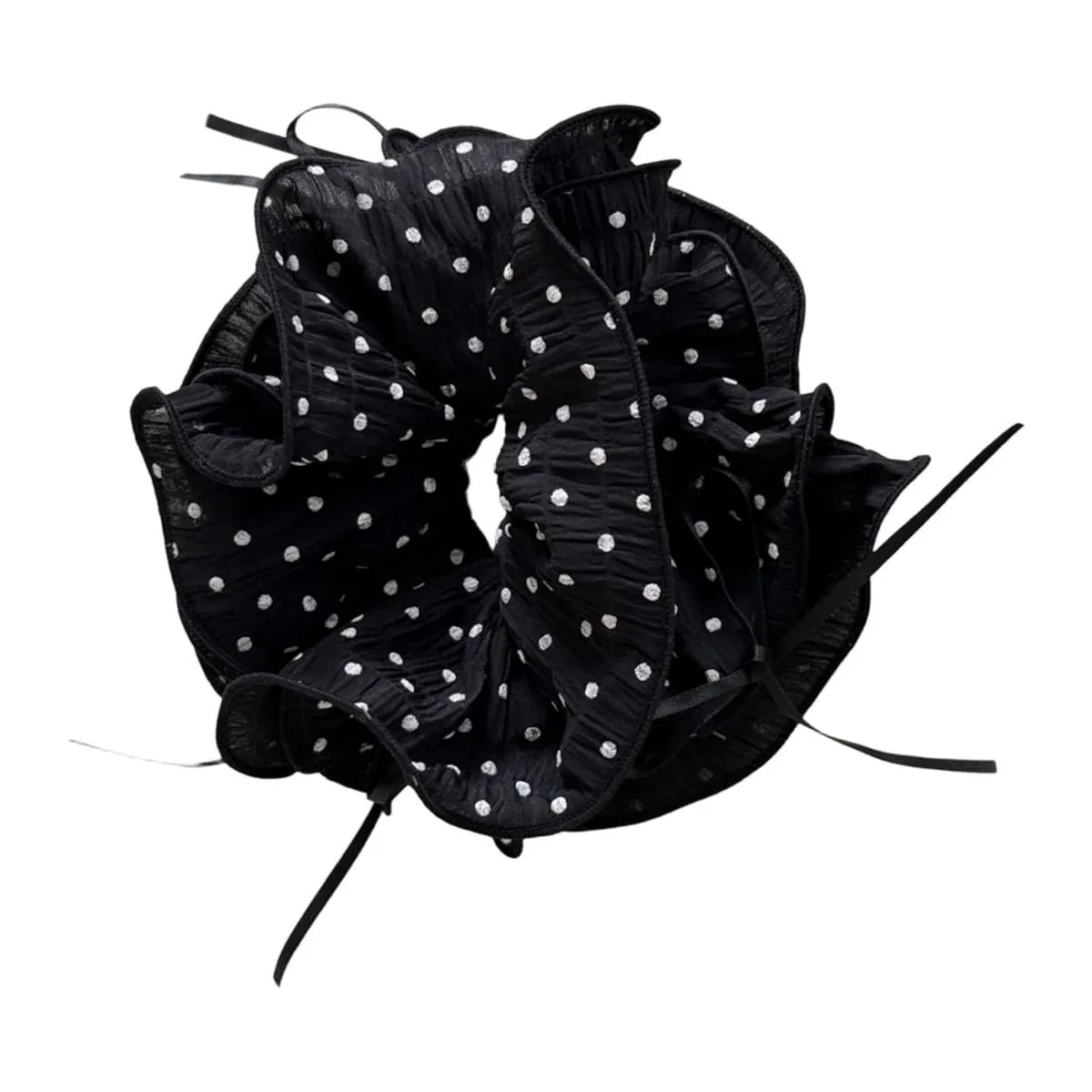 Oversized Multi-Layer Ruffled Polka Dot Mesh Hair Scrunchies For Women