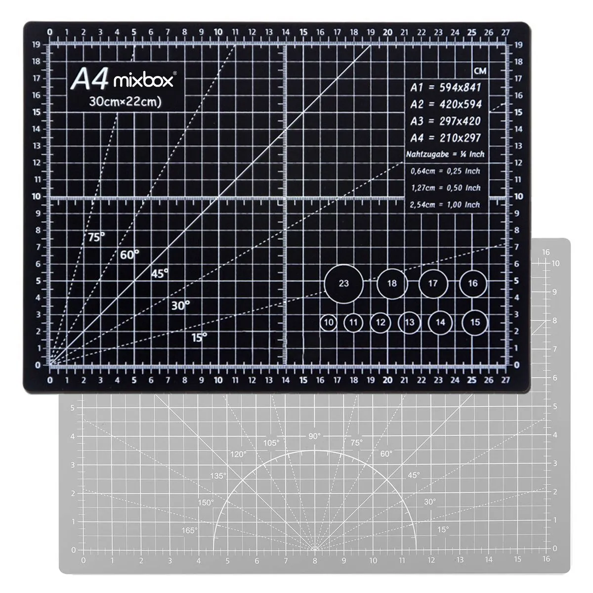 Mix Box Double Sided Self-Healing A4 Cutting Mat - Black, Grey