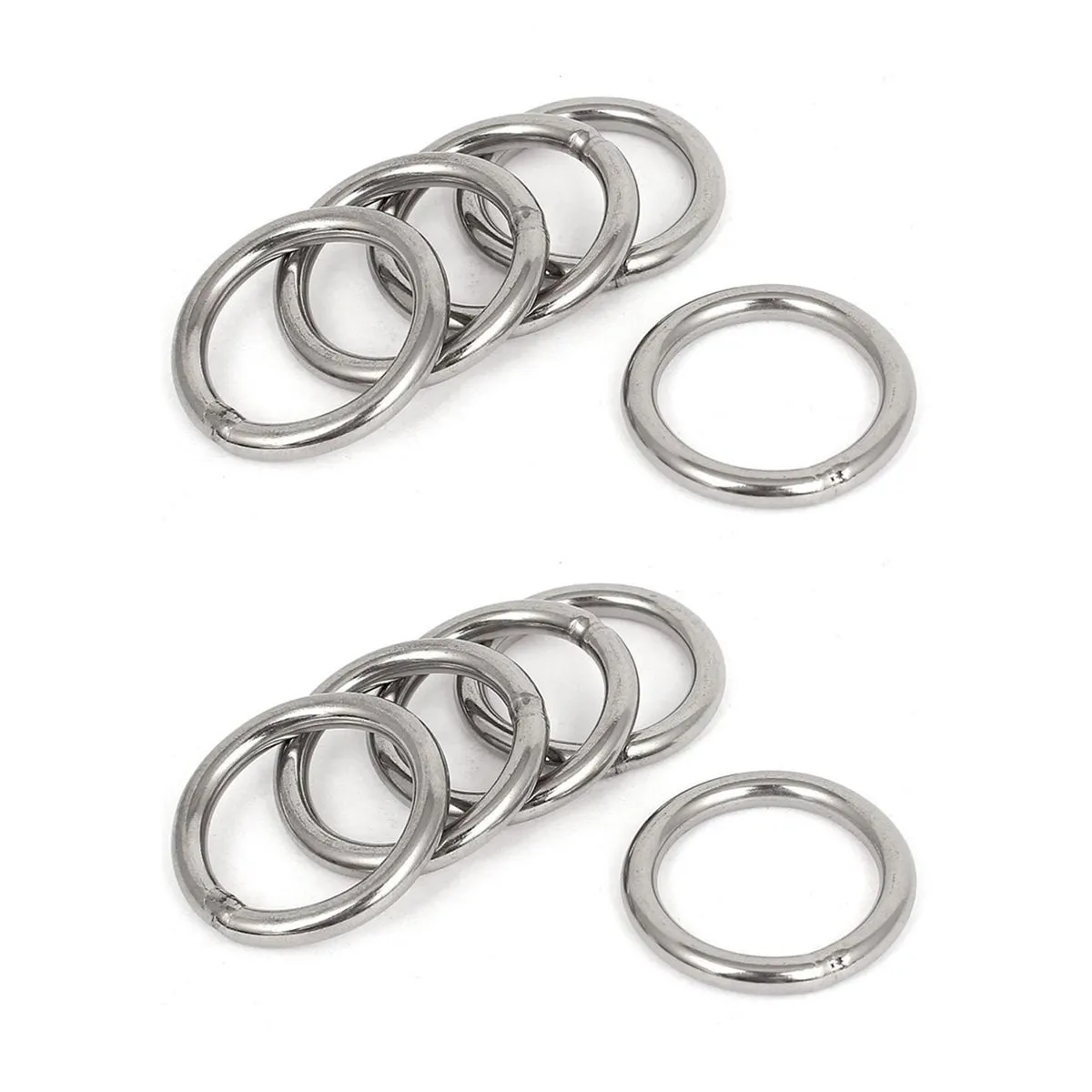 40mm x 5mm Stainless Steel Webbing Strapping Welded O Rings 10 Pcs
