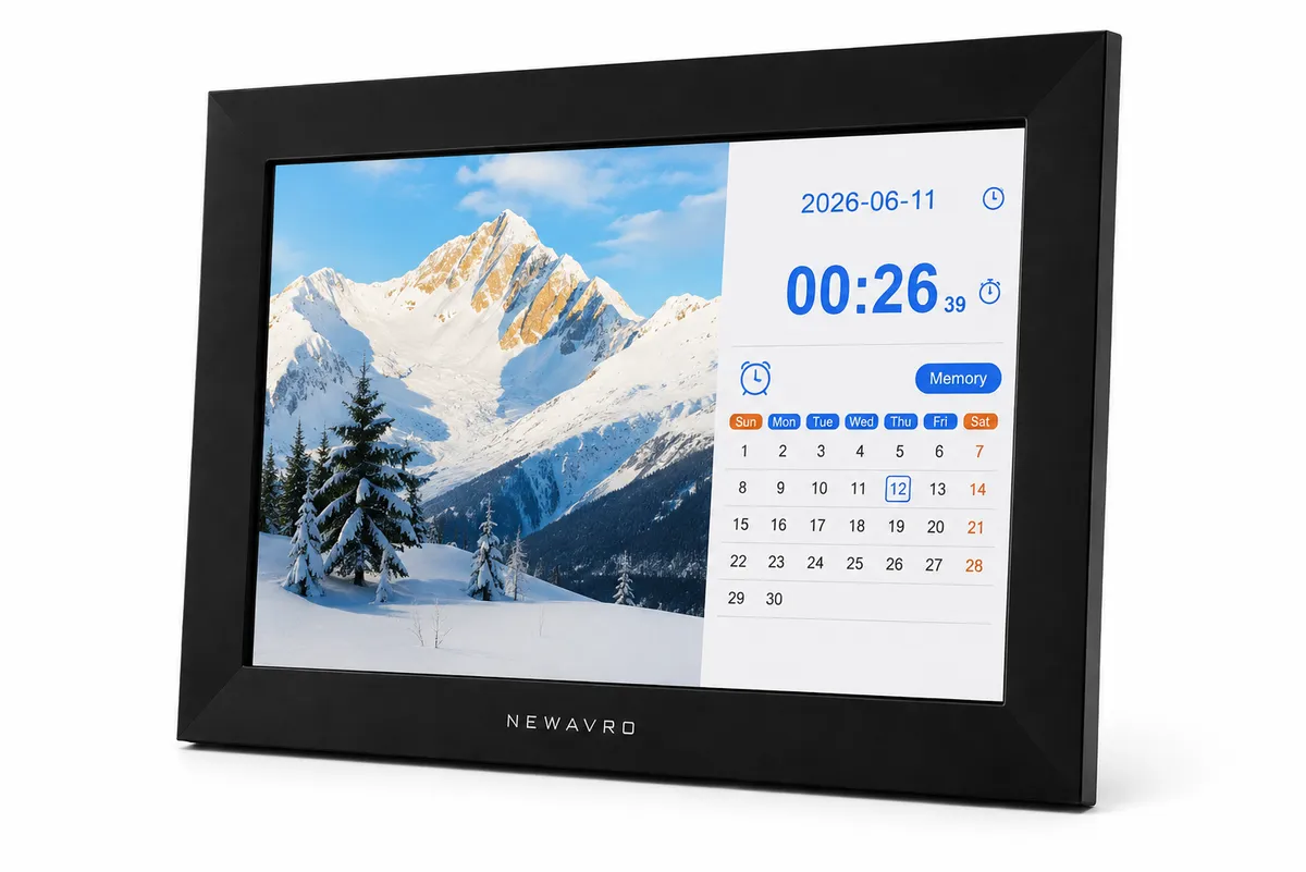 Newavro 10-In Digital Photo Frame Photo & Video Playback, Calendar & Clock
