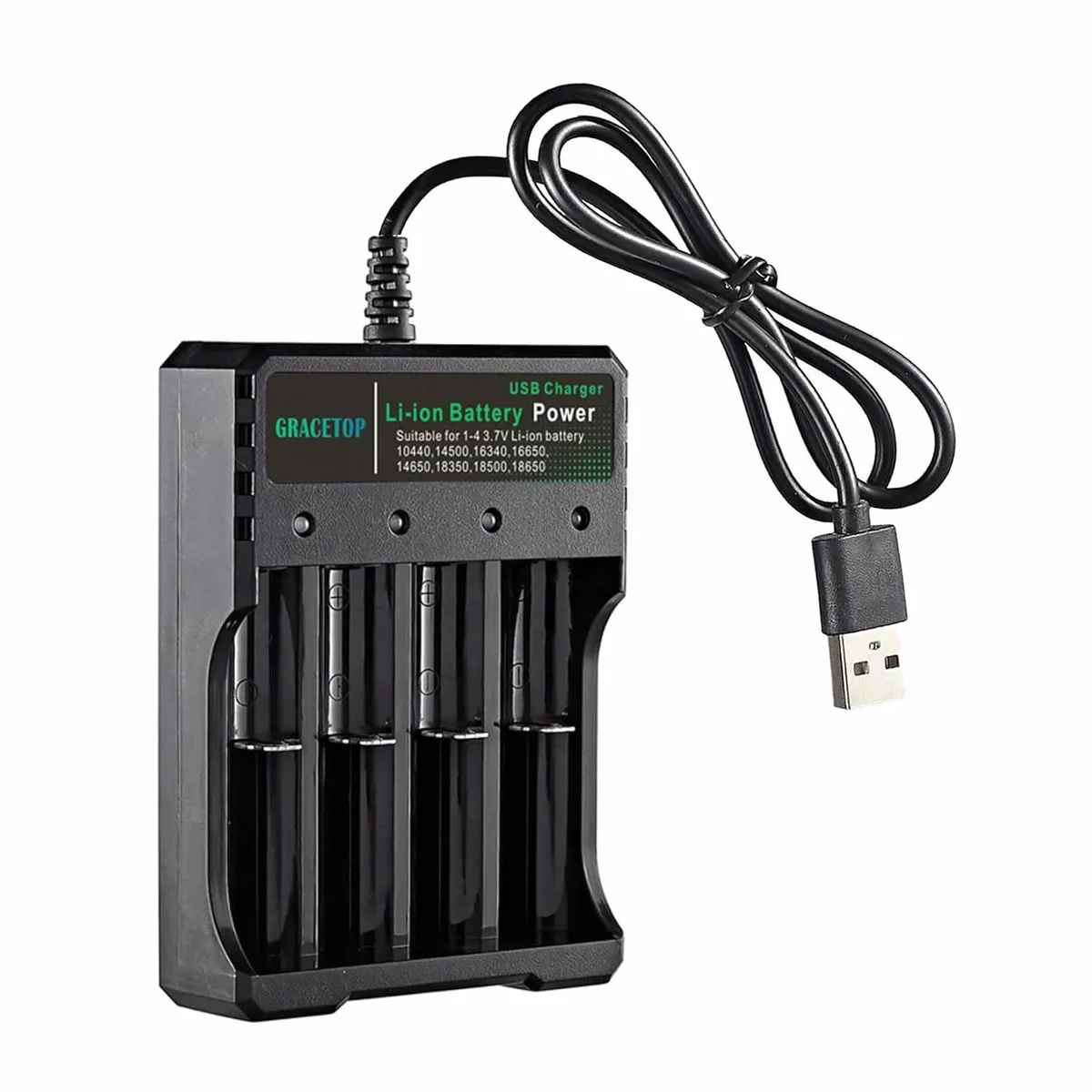 18650 Battery Charger 4 Bay, 18650 Charger Compatible with 3.7V Li-ion