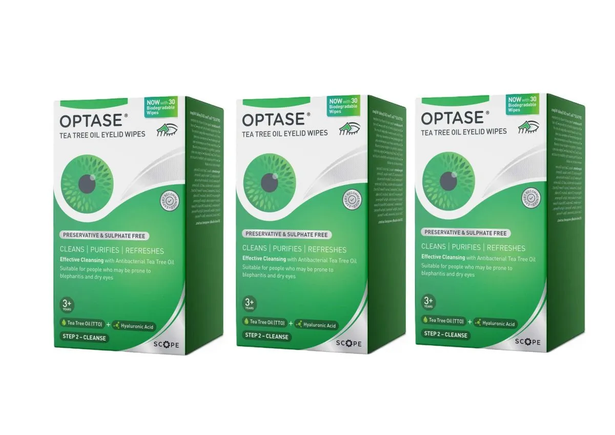 Optase Tea Tree Oil Eyelid Wipes 3 x 30Pack Blepharitis Demodex