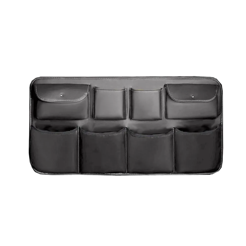 PU Leather Universal Car Trunk Rear Back Seat Storage Organiser - Black