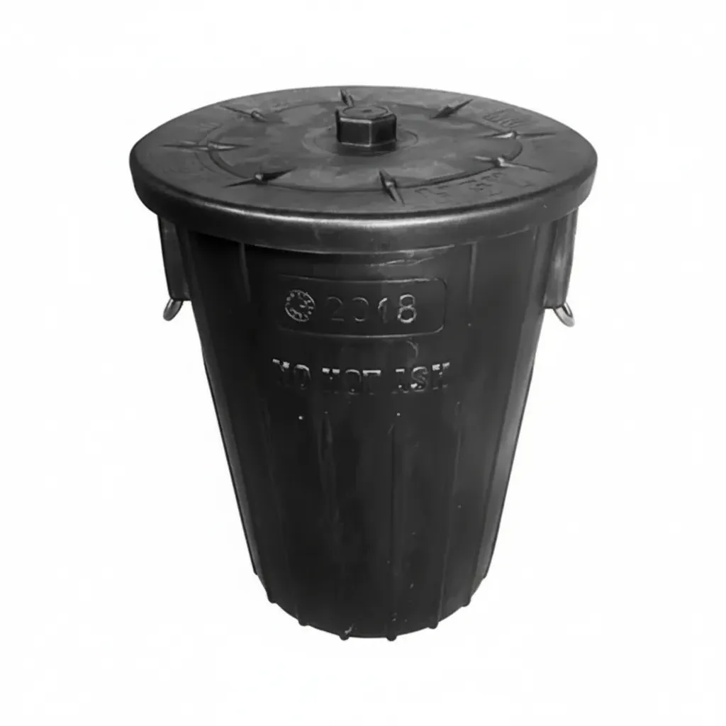 Sturdy 90L Refuse Bin with Lid and Metal Handle for Waste Disposal