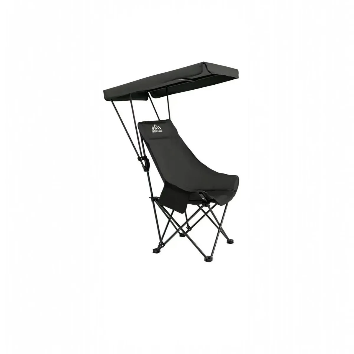 Black Folding Camping Chair with Canopy, 140kg Load