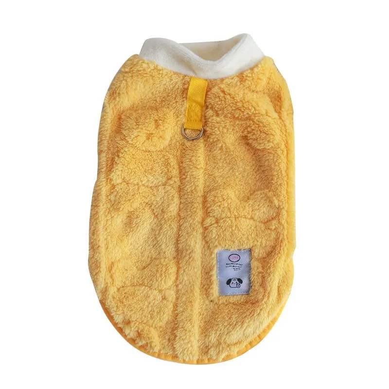 Small Dog Autumn and Winter Pullover Clothes - Yellow-L