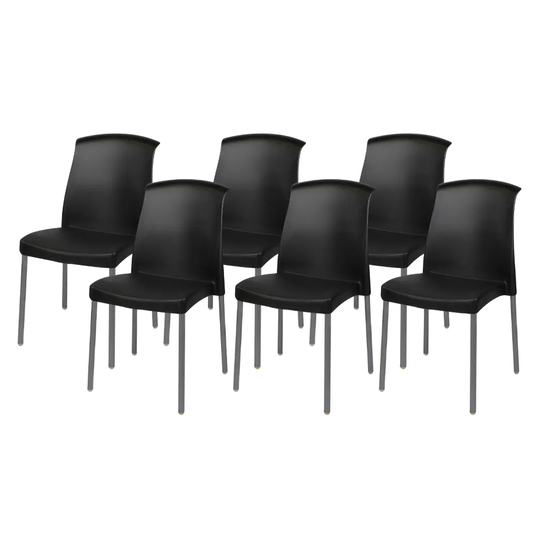 6 Pack Jenny Plastic Chairs - Black