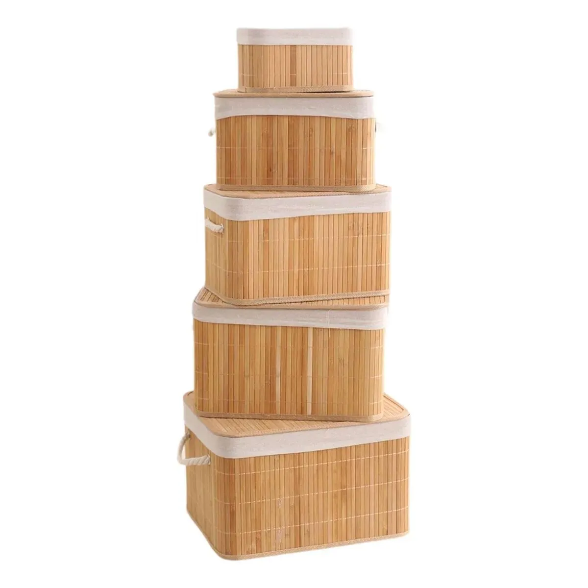5 Sizes Deco Bamboo Storage Baskets with Lids
