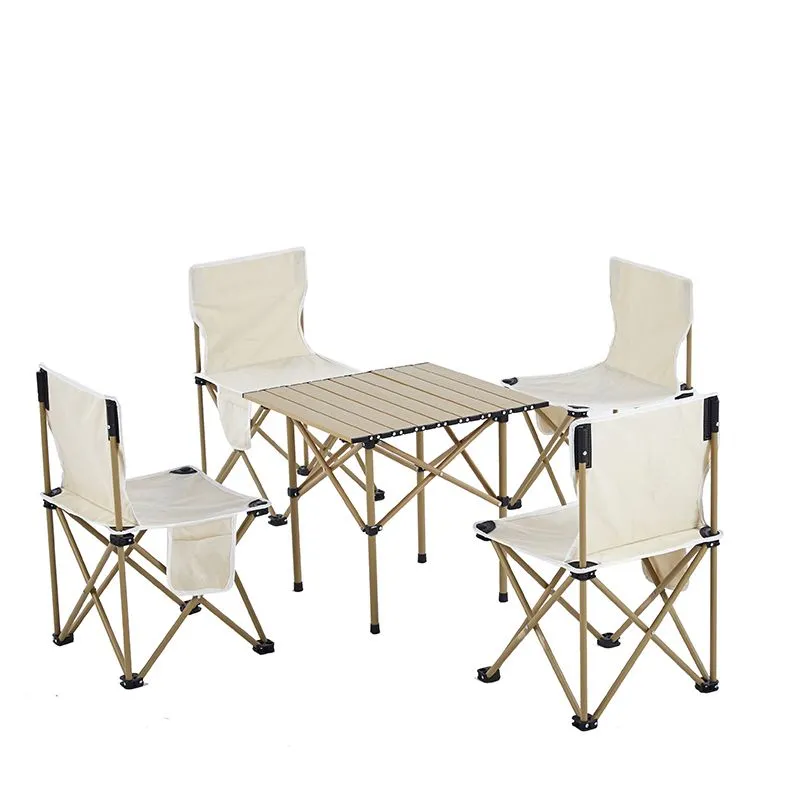 Camping Chairs Table Foldable Picnic Set Storge Bag - Beige