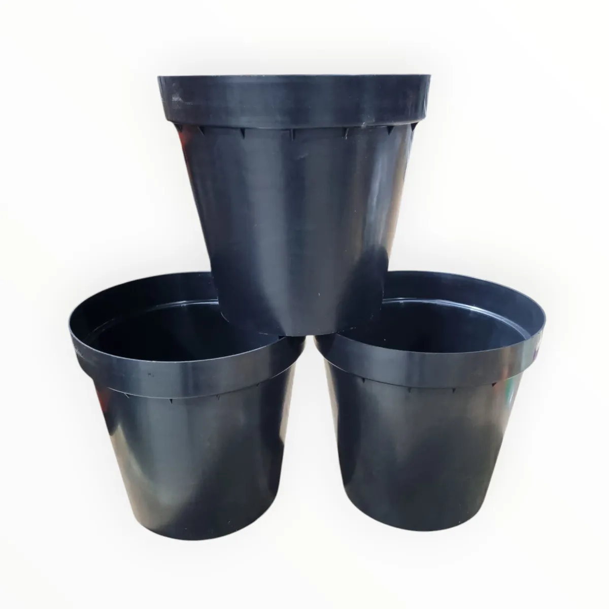 30cm Rigid Round Pots - Set of 3 - Black