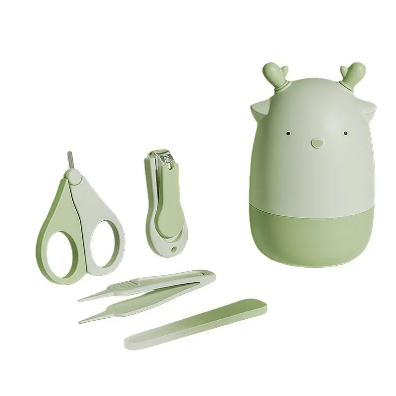 Baby 4 In-1 Baby Nail Care Set with Cute Deer Protective Cover - Green