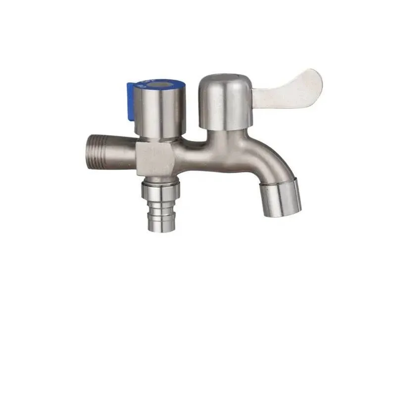 Steel Double Outlet Dual Control Water Tap One in Two Out Faucet - Sharp-netB