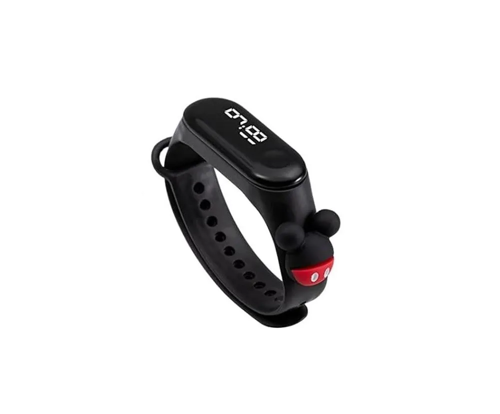 Boss Kids Cartoon Waterproof Digital LED Watch With Touch Function - Black Mickey 
