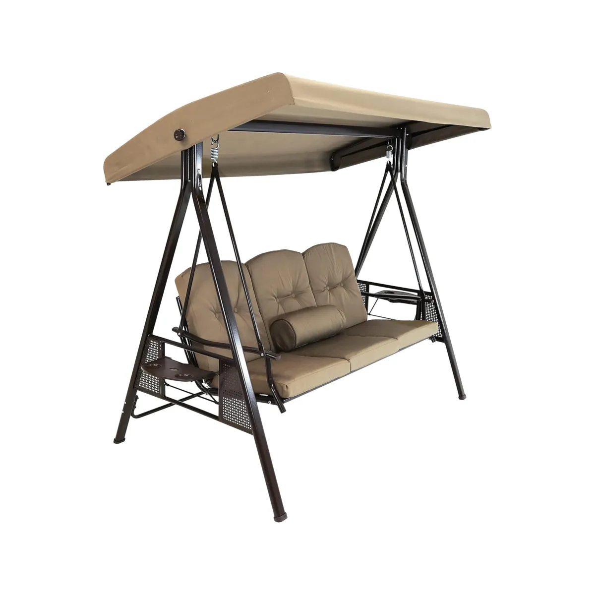 3-Seater Swing Chair with Canopy & Cushions - Garden Bench Hammock