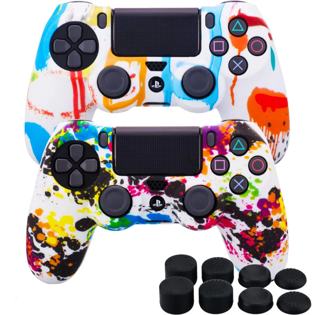 2 Pack PS4 Controller Silicone Case and Finger Grips - Colourful 1